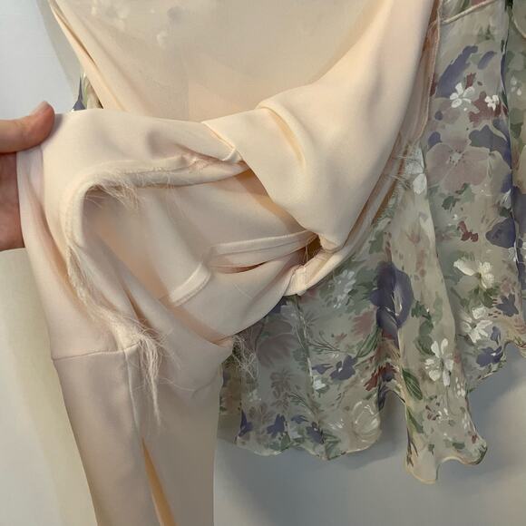 Ursala of Switzerland Pink Pastel Floral Ruffle Bottom Dress Vintage VTG 80s 6 - Picture 7 of 7